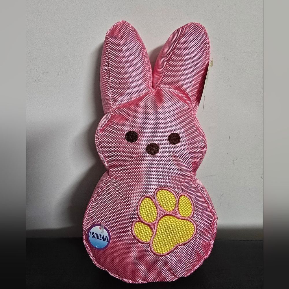 Nwt Easter Pink Peeps Bunny Squeak Dog Toy Plush 10,5"
